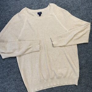 J Crew Sweater Mens Large Beige Seed Stitch Raglan Crewneck Lightweight Jumper